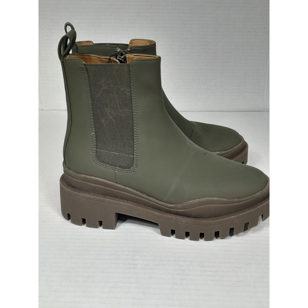 Vionic Karsen Lugged Sole Chelsea Boots Waterproof Bootie Shoes Women Sz 5 Green - Picture 13 of 15